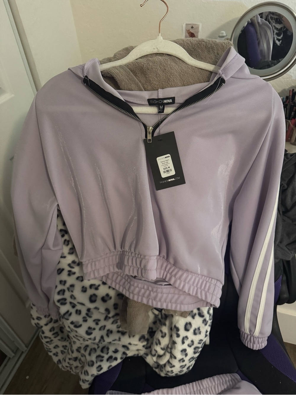 Fashion Nova Kids Lavender Shiny Zip-Up Hoodie